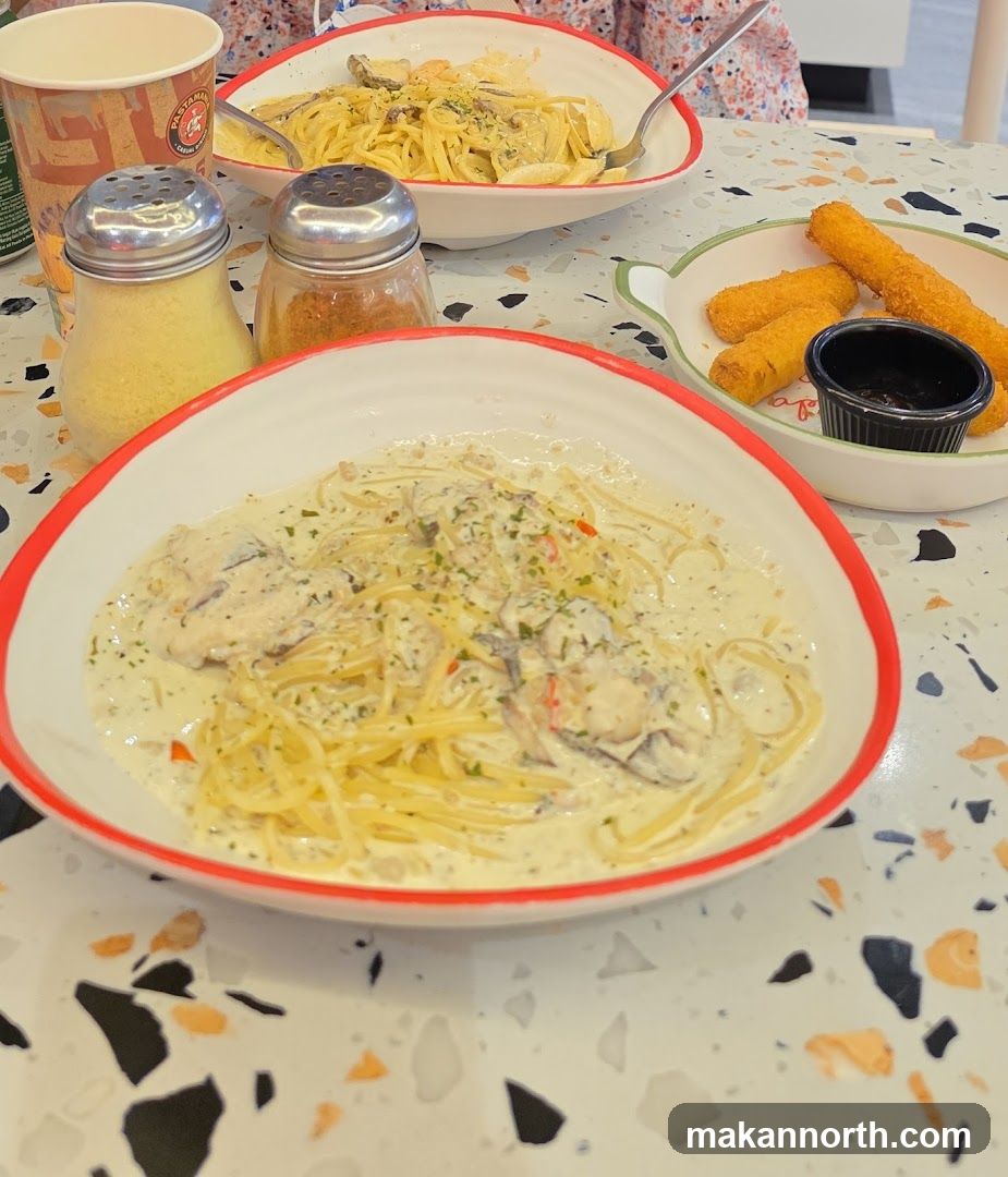 Creamy Pasta and Fried Appetizers