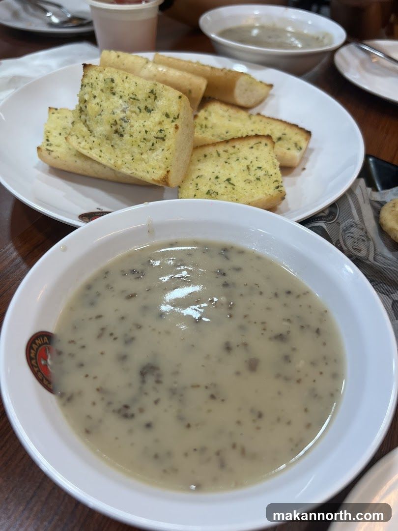 Mushroom Soup and Garlic Bread