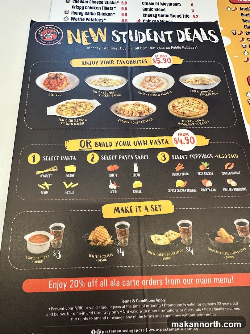 Pastamania New Student Deals