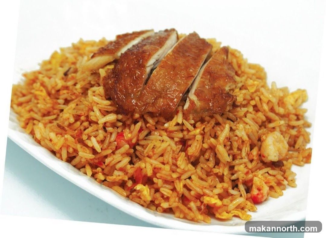 Fried Rice with Sliced Chicken and Shrimp