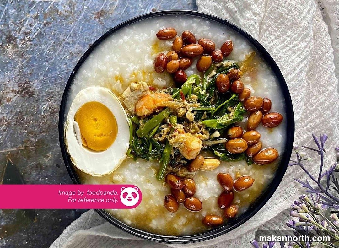 Congee with Salted Egg and Peanuts