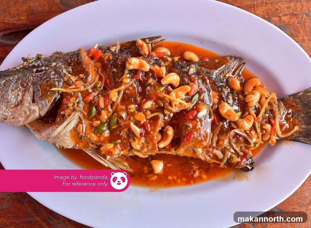 Whole Fried Fish with Sauce and Cashews