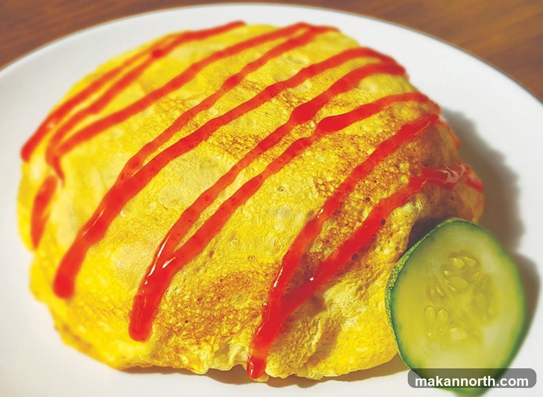 Omurice with Ketchup and Cucumber