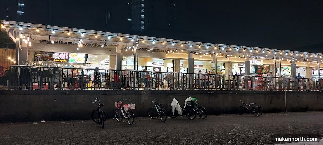 Outdoor Food Court at Night