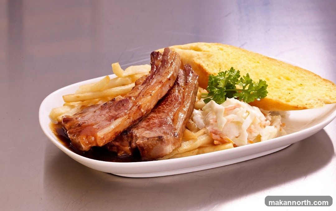 Pork Ribs with Fries and Coleslaw
