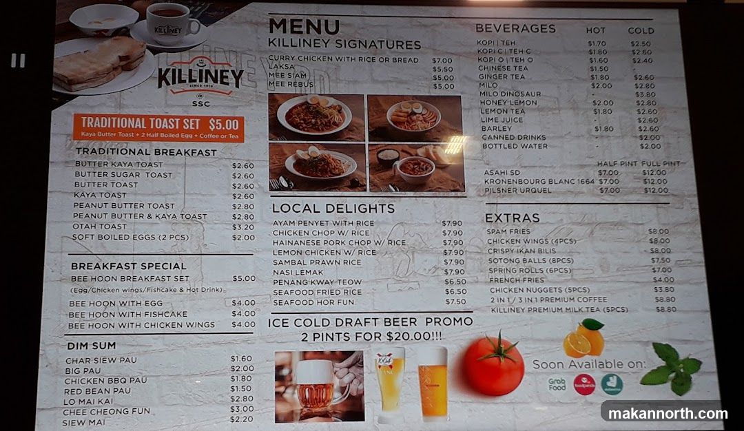 Killiney Menu