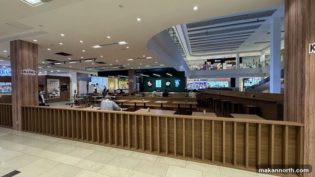 Interior of a cafe with wooden accents