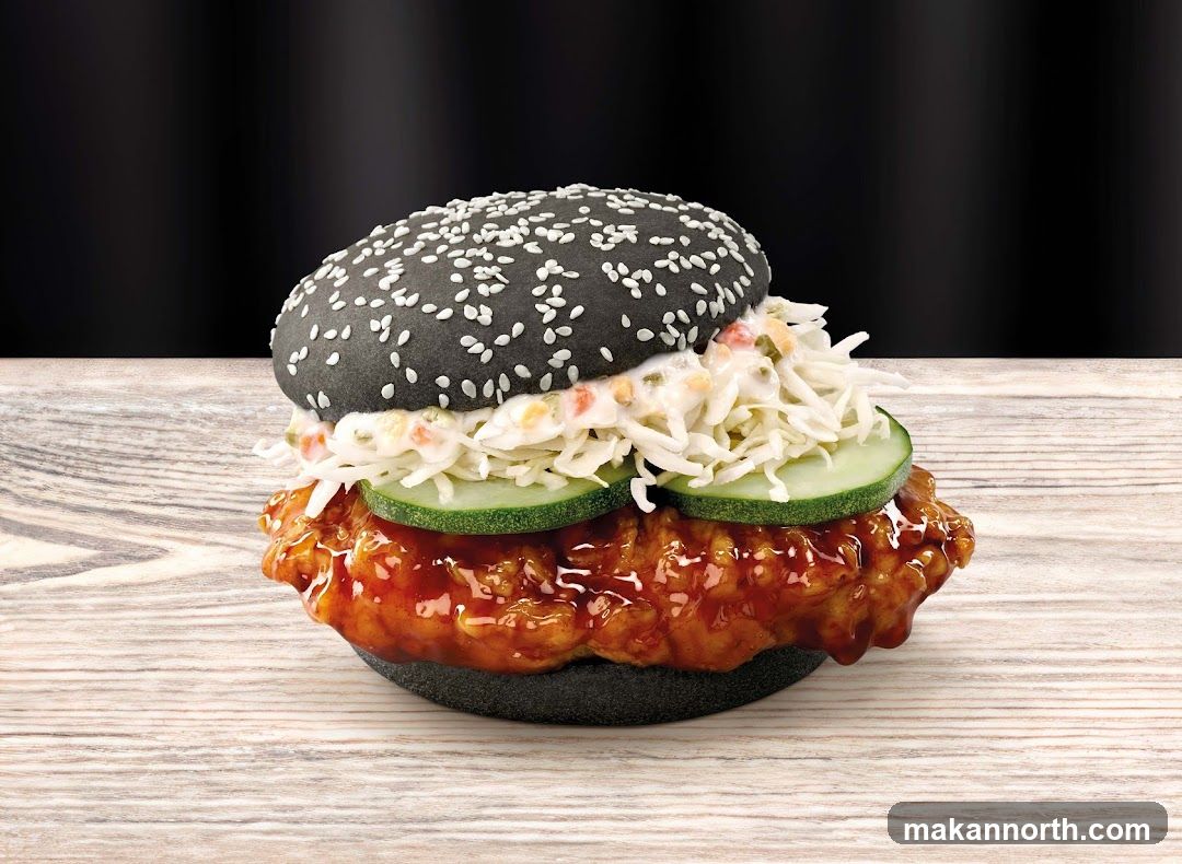 Black Burger with Coleslaw and Cucumbers