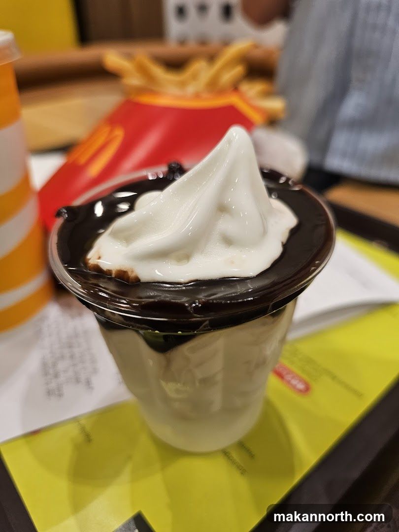 Dessert with Chocolate Sauce and French Fries
