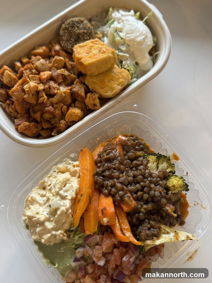 Two Takeout Bowls of Food