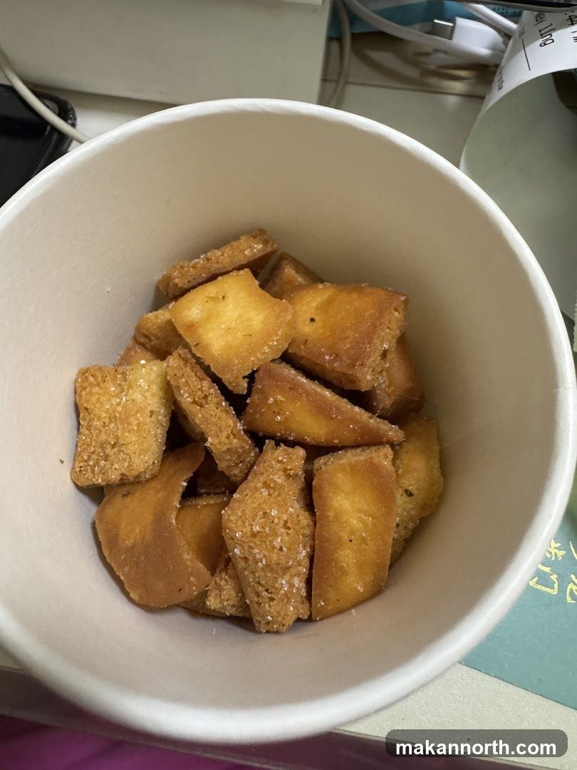 Croutons in a bowl