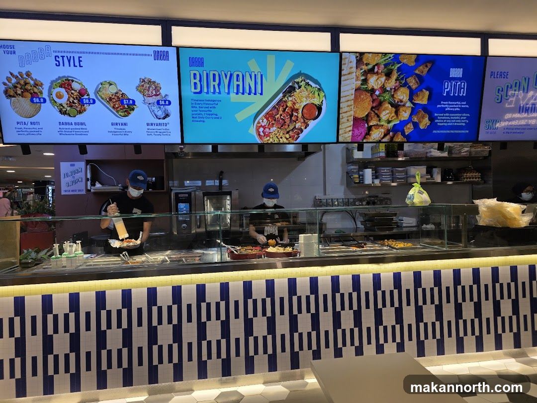 Food counter with digital menu boards