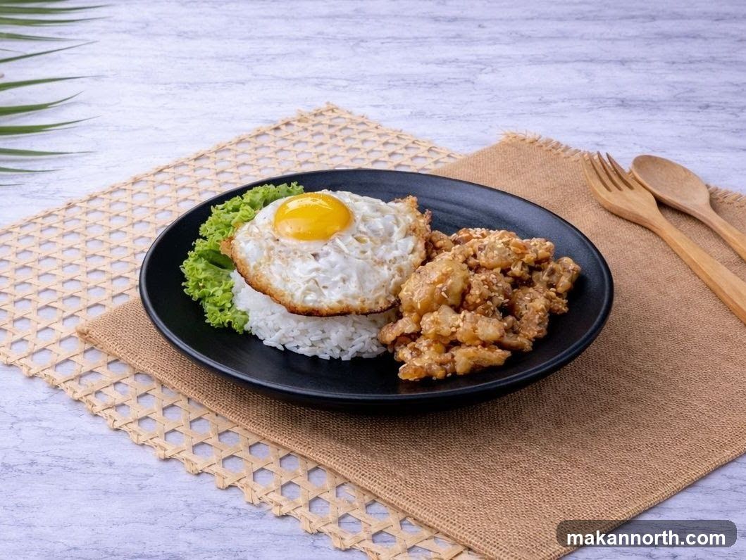 Fried Chicken Rice with Fried Egg