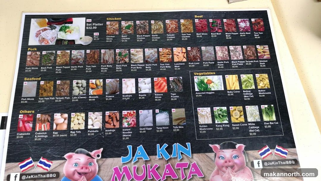 Ja Kin Mukata Menu