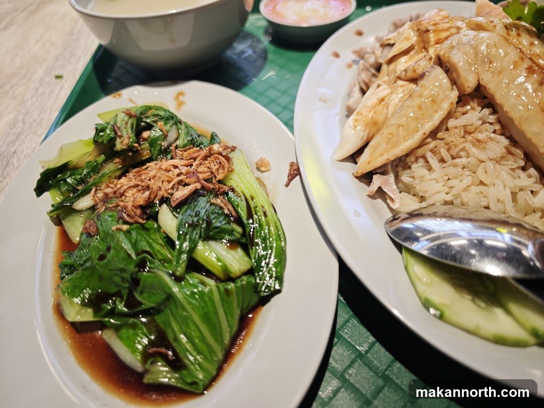 Hainanese Chicken Rice and Stir-fried Greens
