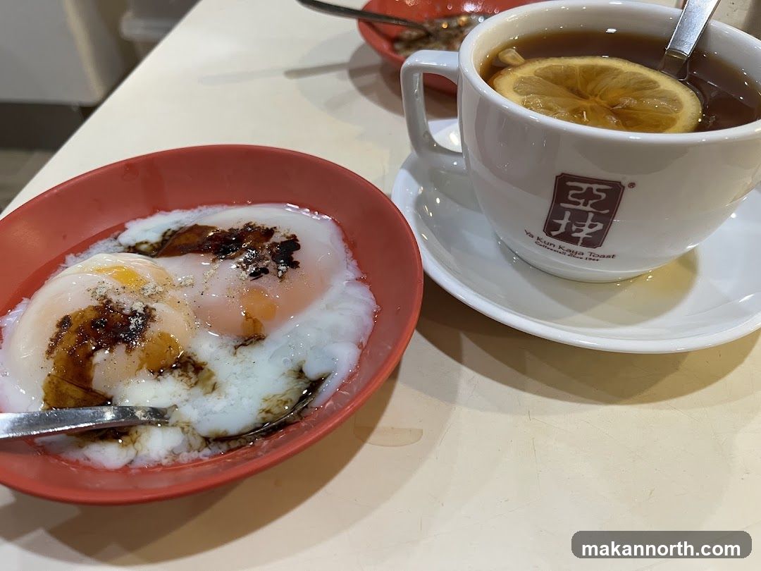 Soft-boiled eggs and tea