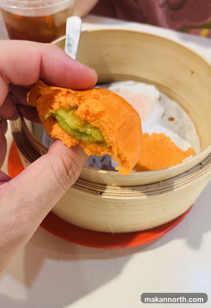 Orange Steamed Bun with Green Filling