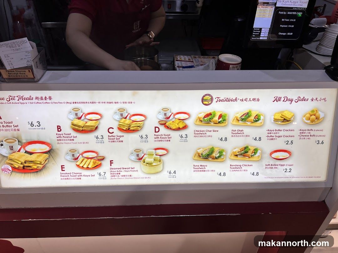 Ya Kun Kaya Toast Menu