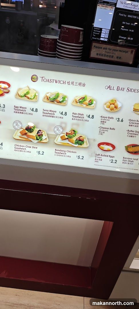 Ya Kun Kaya Toastwich Menu
