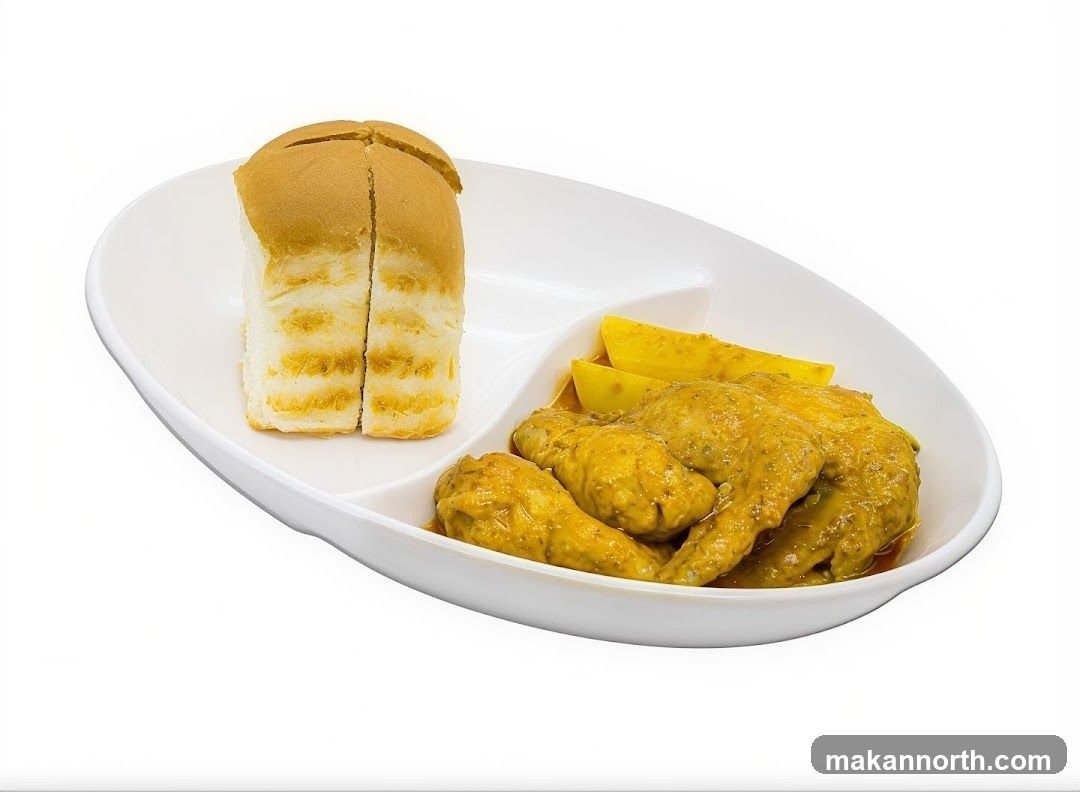 Curry Chicken with Bread and Potatoes