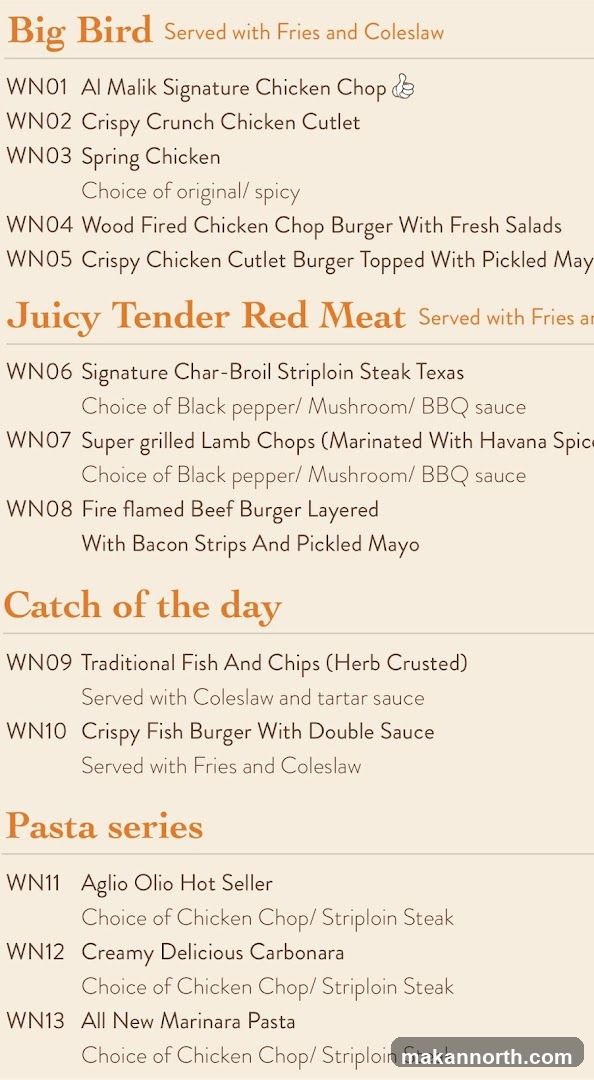 Big Bird Menu