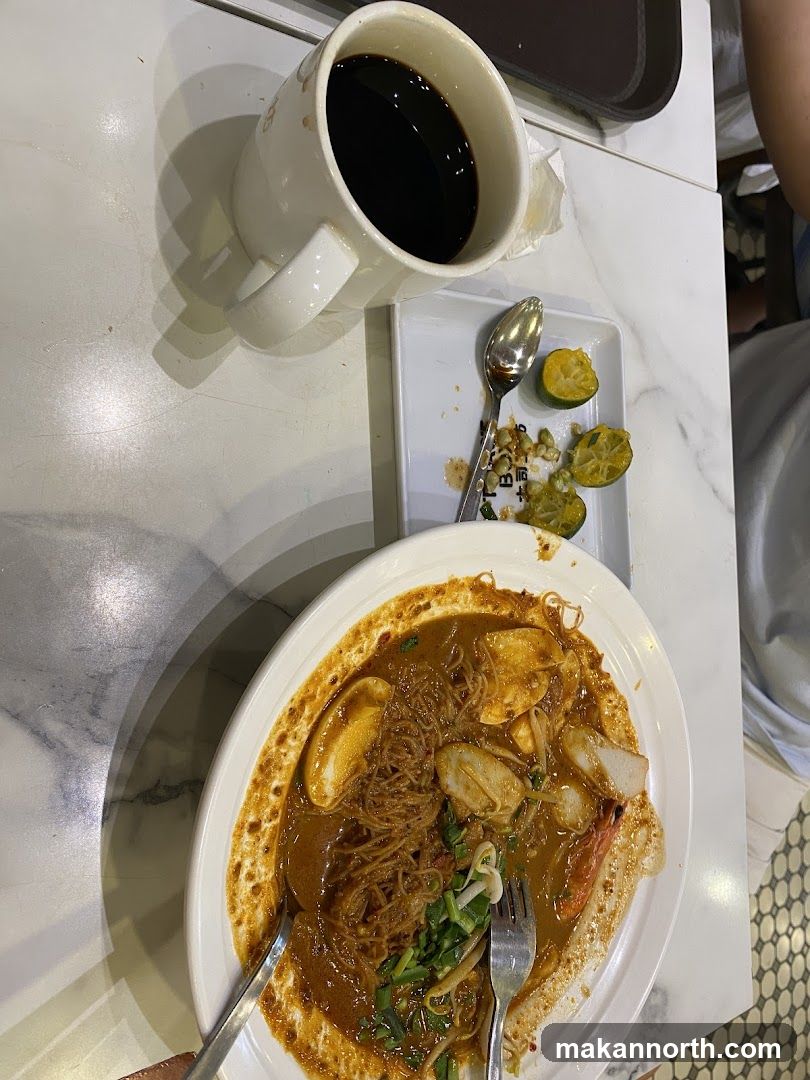 Noodle Dish and Coffee