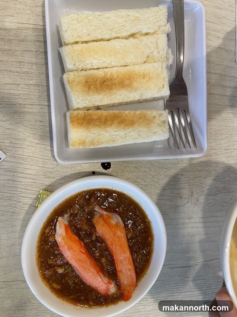 Toasted Bread with Crab Sticks and Dip