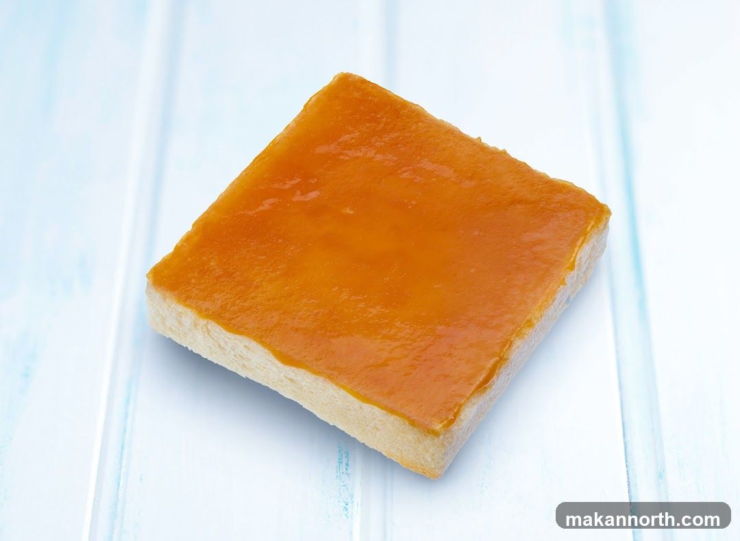 Square pastry with orange glaze