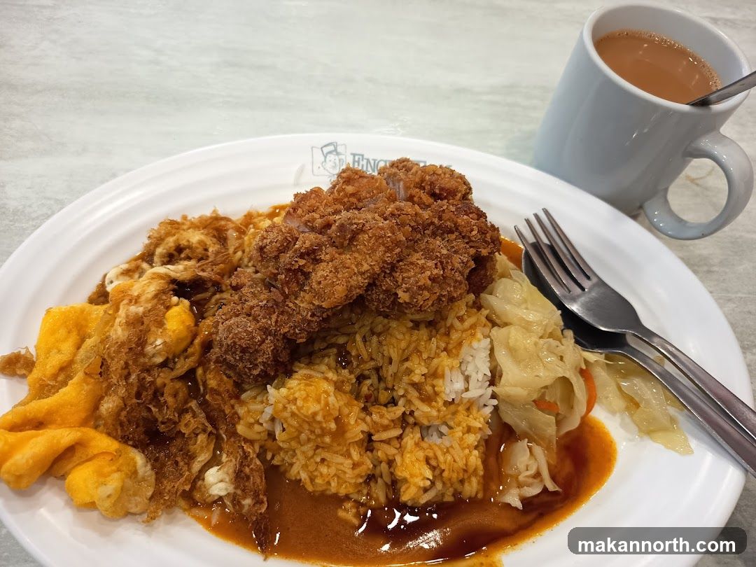 Chicken Cutlet Rice with Fried Egg and Cabbage