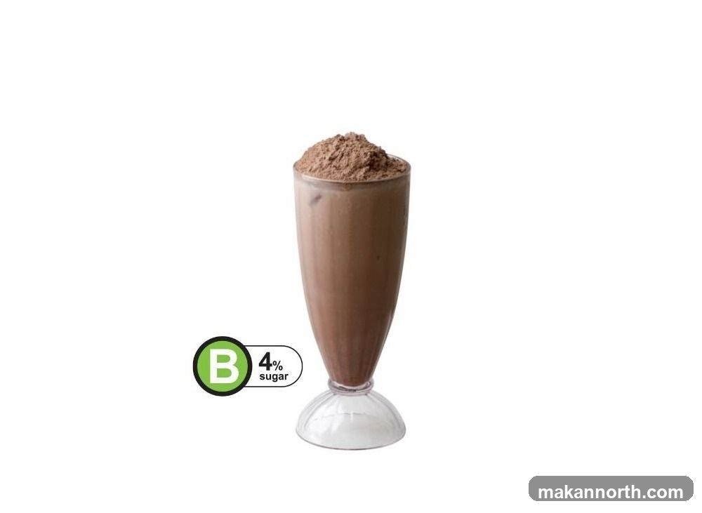 Chocolate drink with sugar content indicator
