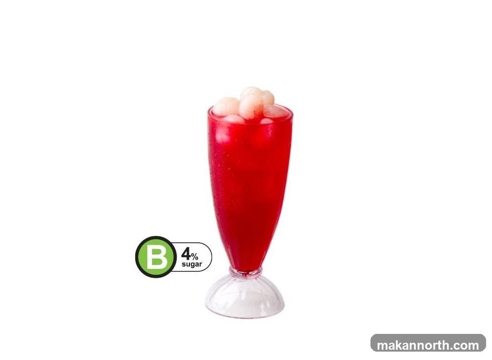 Red Drink with Lychee and Sugar Label