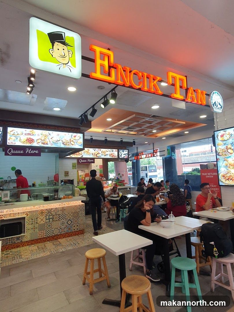 Food court with seating and food stalls