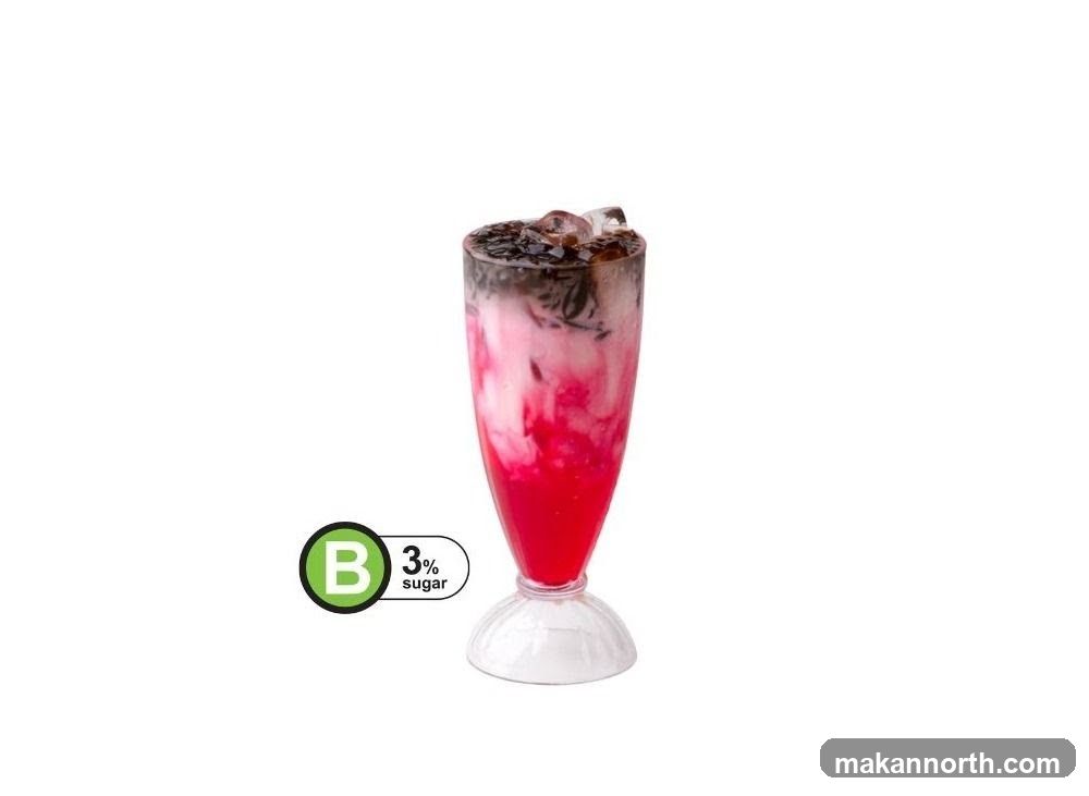 Pink and Black Layered Drink with Ice