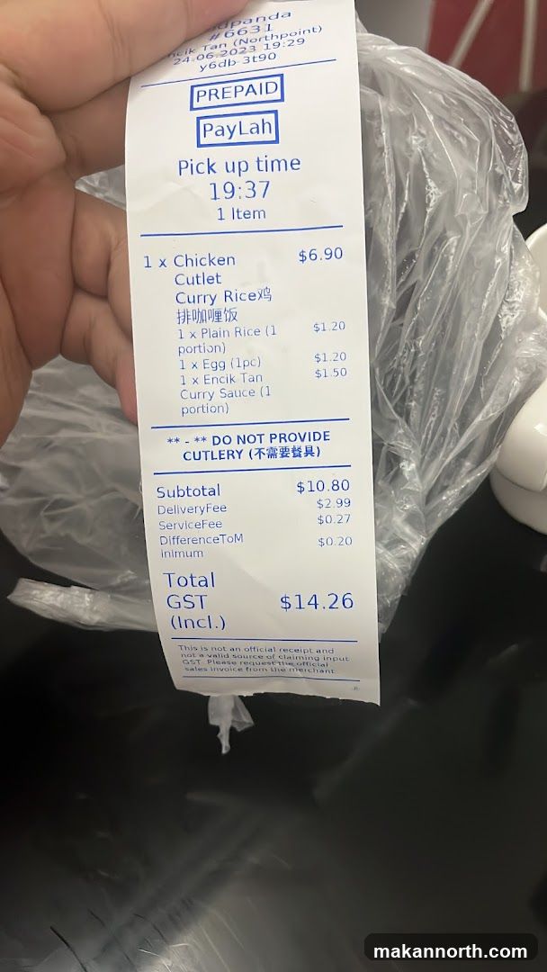 Food Order Receipt