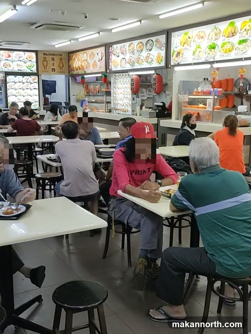 Food court interior with diners