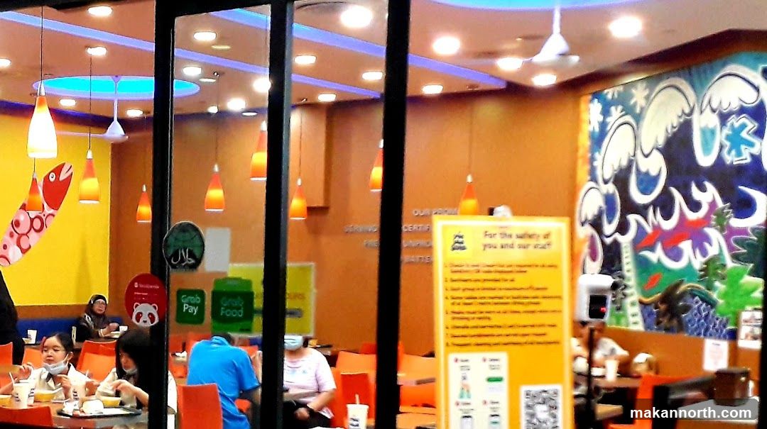 Restaurant Interior with Safety Notice