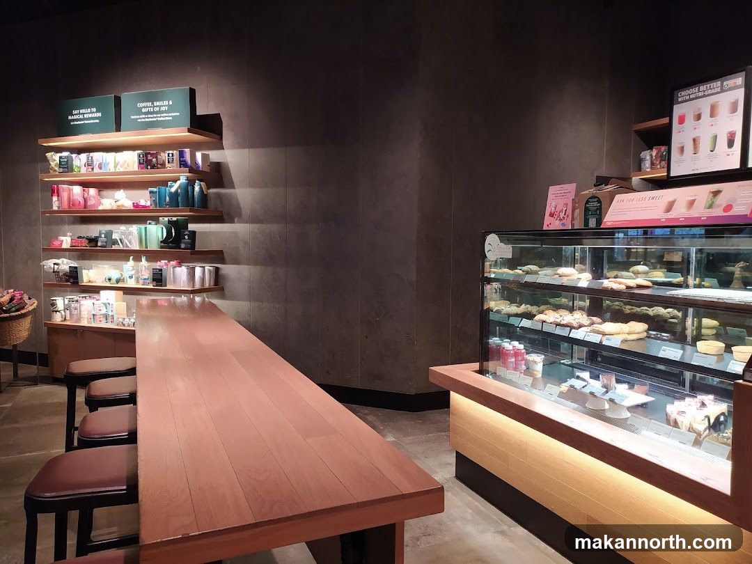 Cafe Interior with Display Case and Shelving