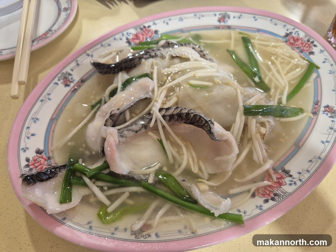 Steamed Fish with Enoki Mushrooms and Scallions