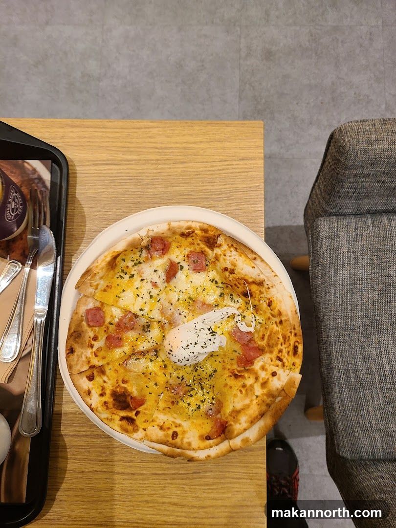 Pizza with Egg and Bacon