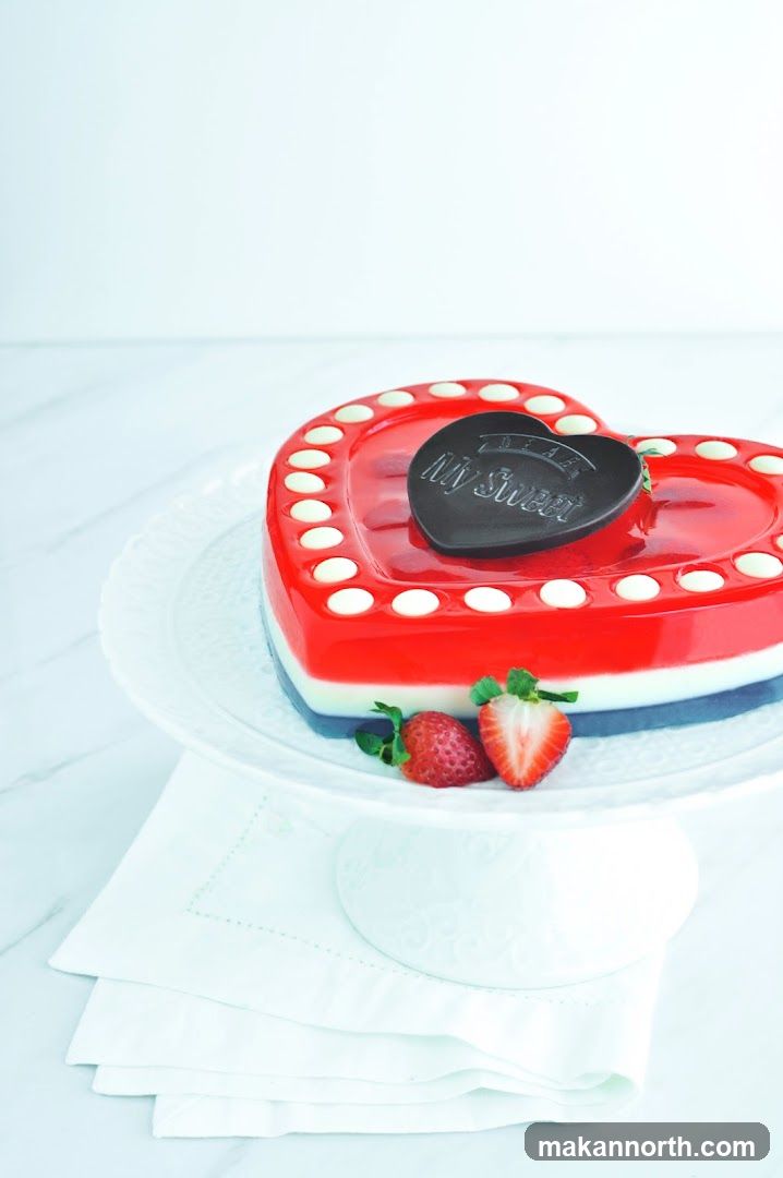 Heart-shaped Jell-O Dessert