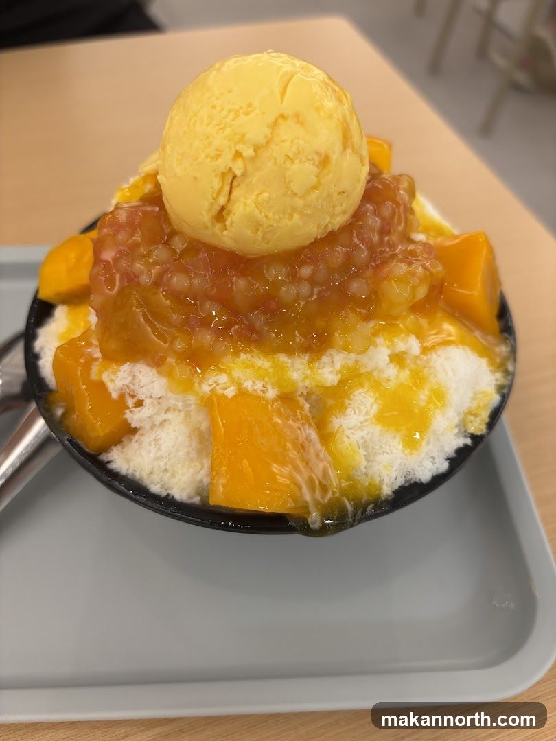 Mango shaved ice with ice cream