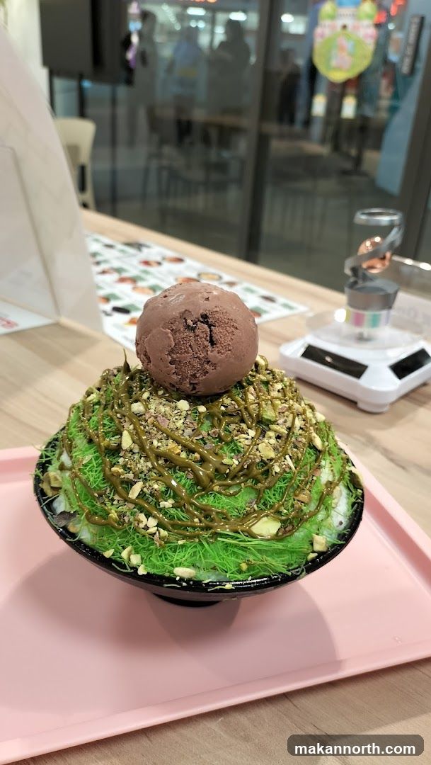 Dessert with Ice Cream and Pistachios
