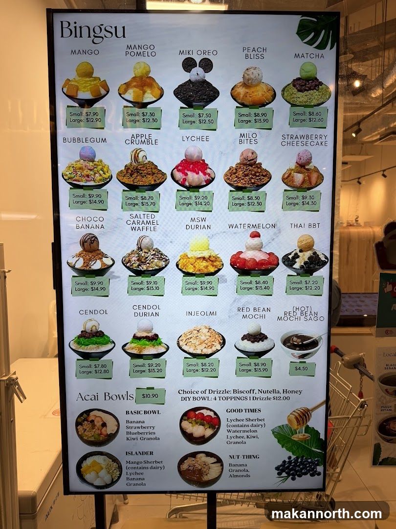 Bingsu Menu
