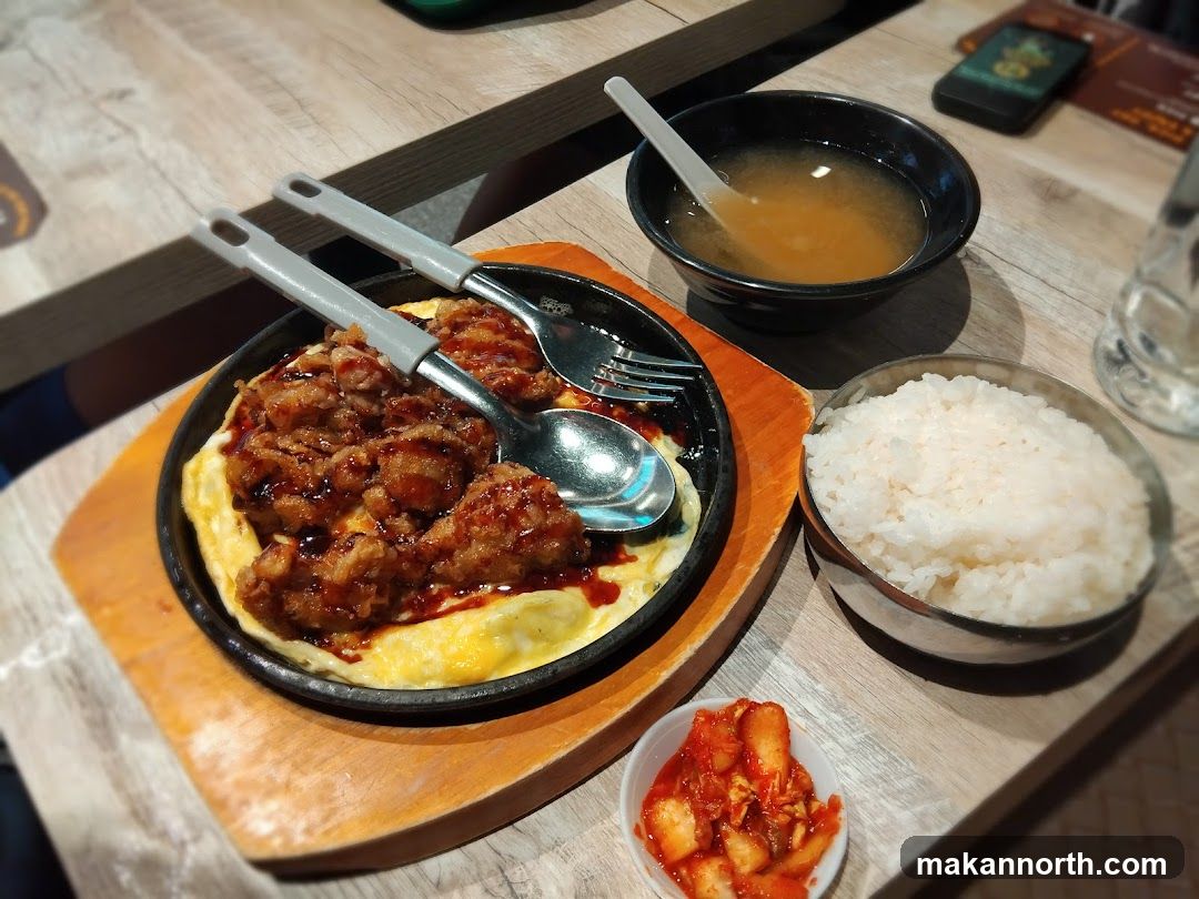 Korean Fried Chicken with Rice and Miso Soup
