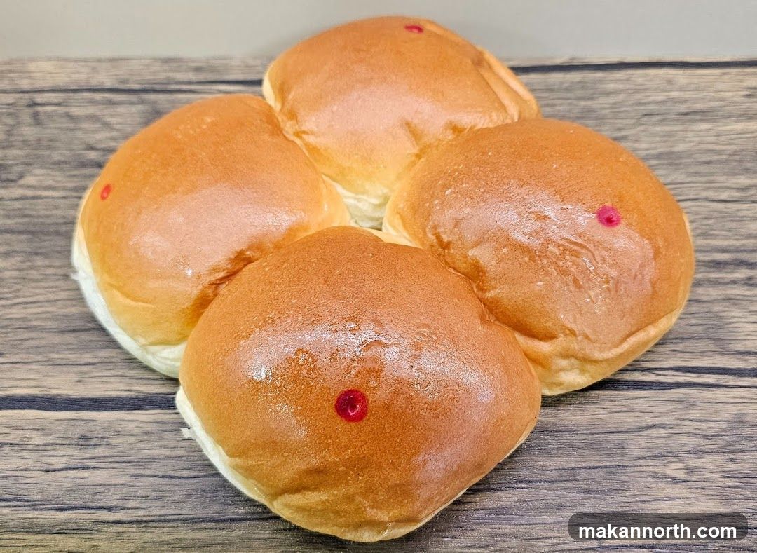 Four Buns with Red Dots
