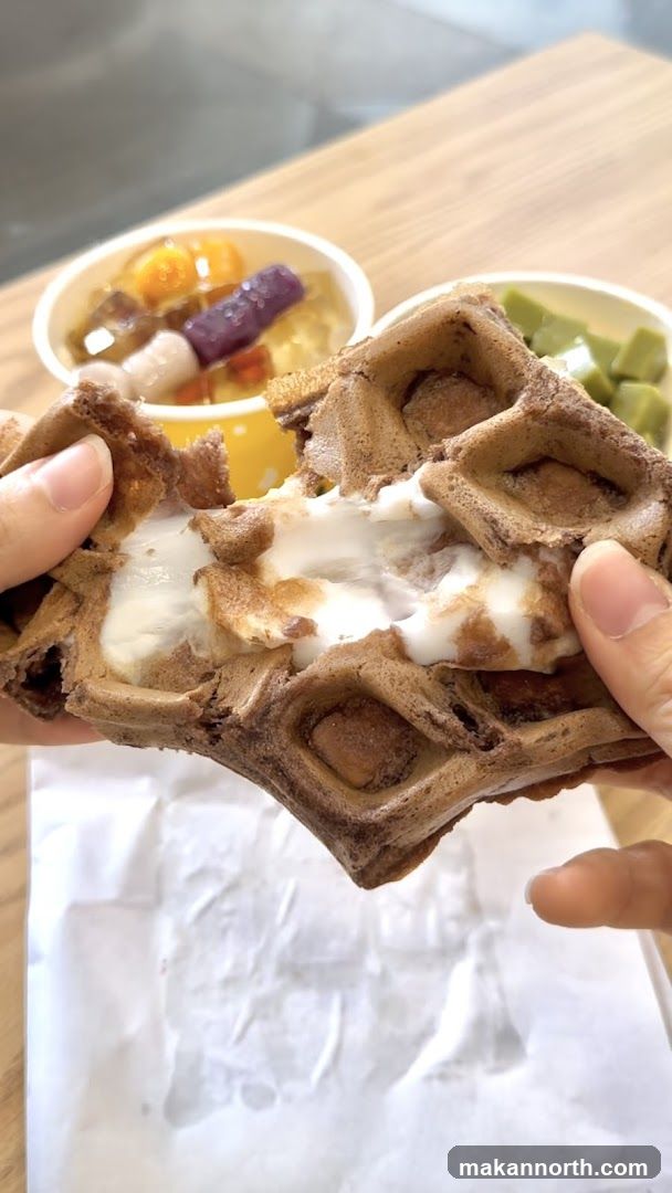 Chocolate Waffle with Ice Cream and Toppings