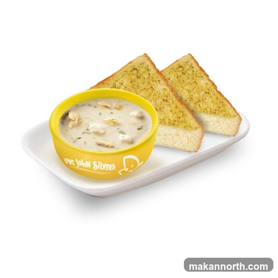 Creamy Soup with Garlic Bread