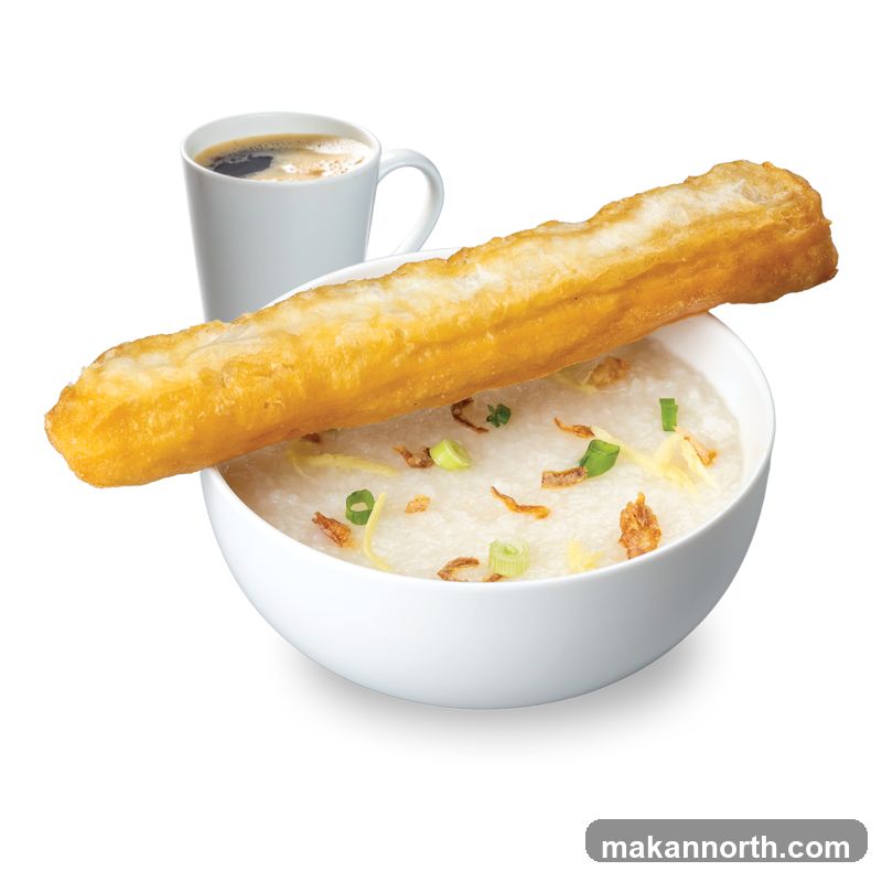 Congee with Fried Dough Stick and Coffee