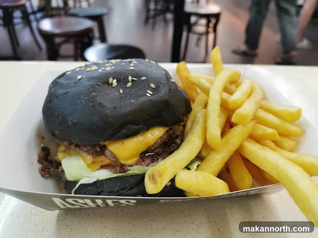 Black Burger and Fries
