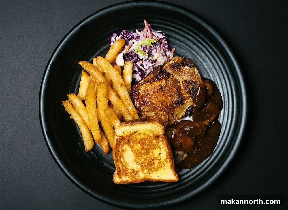 Chicken Steak with Fries and Toast